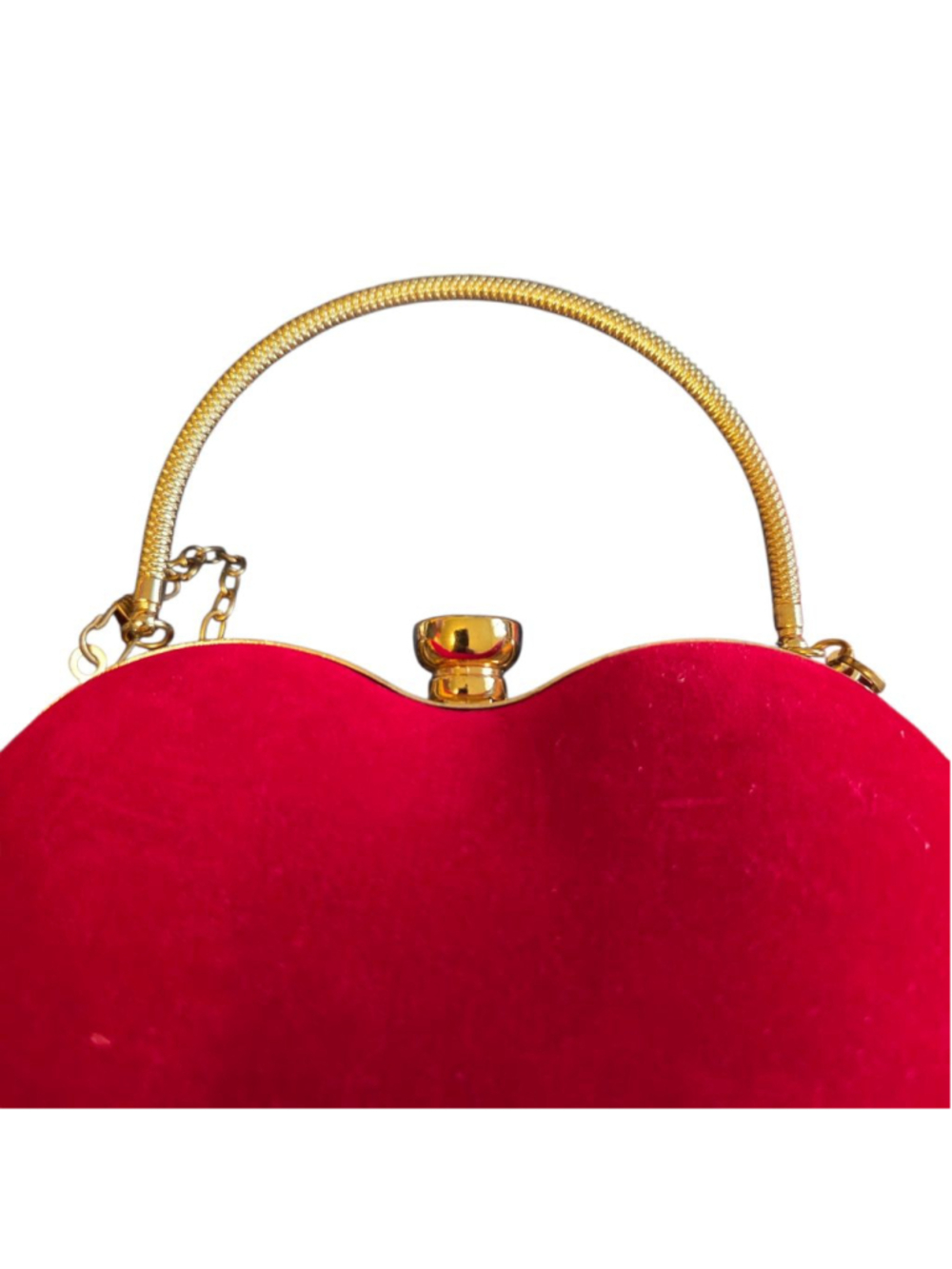 Unbranded Red Gold Heart Shaped Clutch One Size - Picture 5 of 6